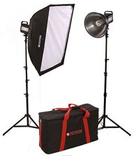 Paterson FL500 Fluorescent 2 Head Softbox/Reflector Kit